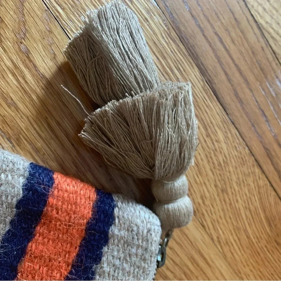 J. Jill Jute Striped Orange and Blue Clutch Coastal Grandmillenial - Picture 2 of 6